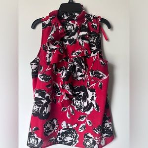 Vibrant red and black suite or casual top.